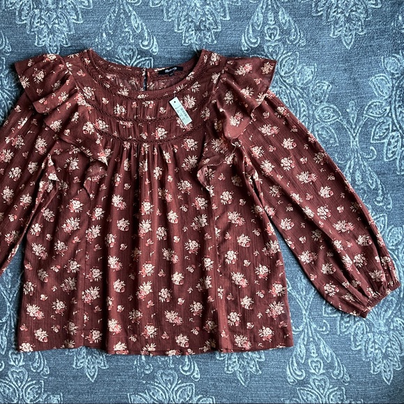 Madewell Ladder-Trim Ruffle Top Homestead Bouquet - Picture 6 of 11